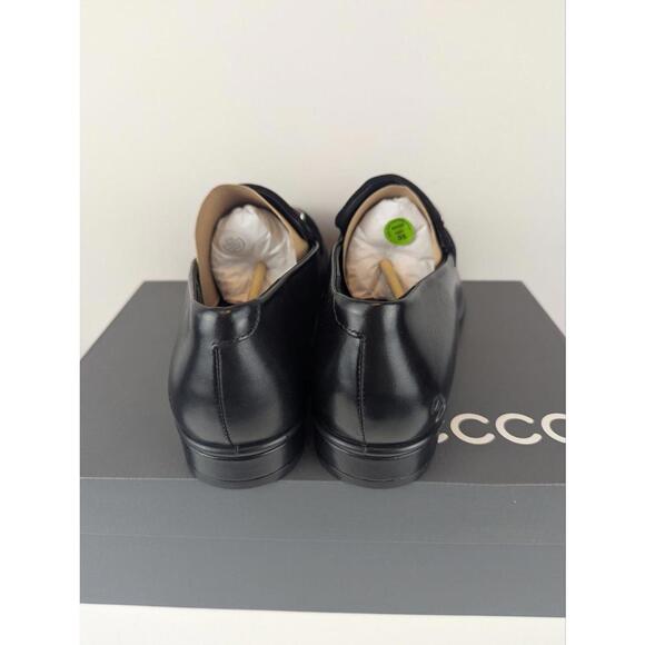 Ecco Sculpted LX Black Leather and Suede Dress Penny Loafers with Silver Accent - Picture 7 of 8